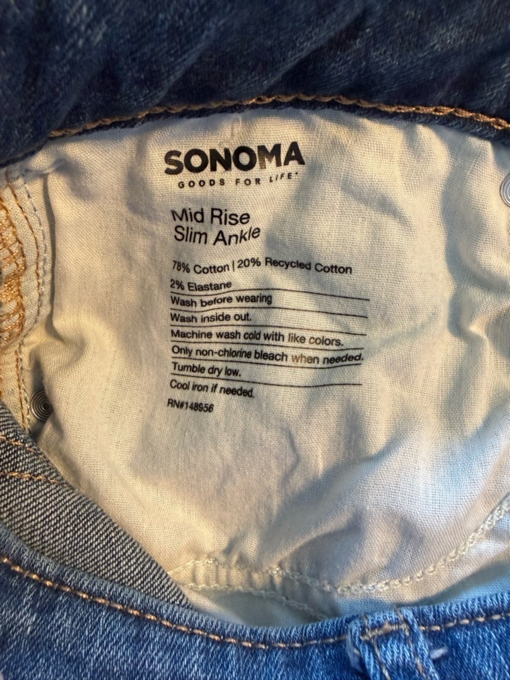 Sonoma Goods For Life Women’s Mid Rise Slim Ankle Jeans Size 8 - Picture 4 of 10